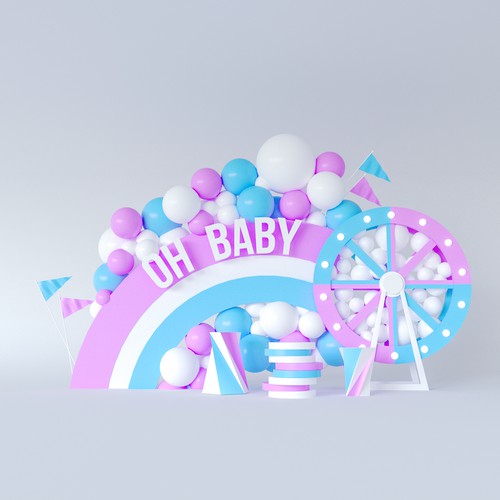 Create an elegant creative gender reveal backdrop prop Design by VizWizard