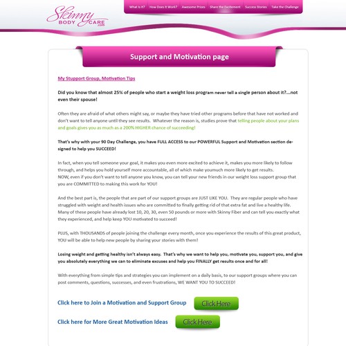 Create the next website design for Skinny Fiber 90 Day Weight Loss Challenge Design by N-Company