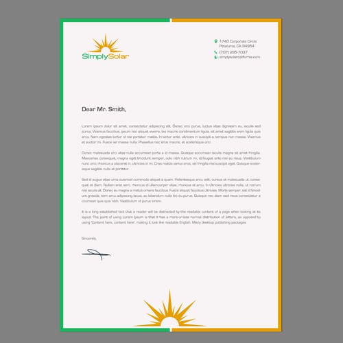 "Renewable Energy Company Letterhead" Design by chandrayaan.creative