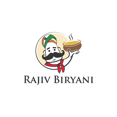 Indian Food Cloud Kitchen Logo Design, Rajiv Biryani Design by THE DESIGNSTER