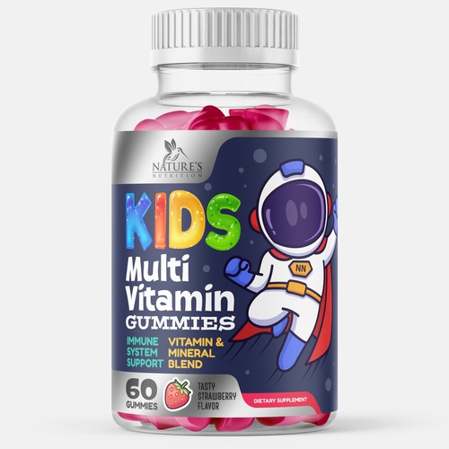 Tasty Kids Multivitamin Gummies Product Label for Nature's Nutrition Design by gs-designs