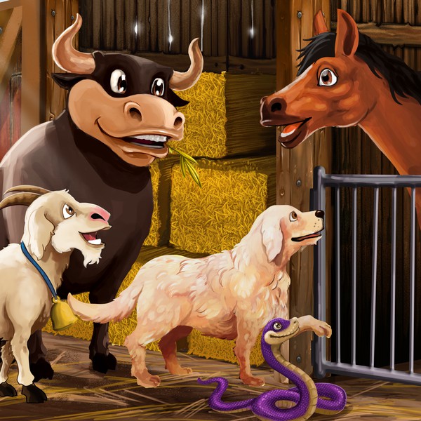 Dog adventure children book illistration