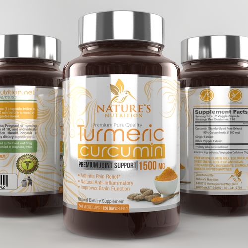 Nature's Nutrition needs a "beautiful label" for its Turmeric Extract bottle Design by gabson