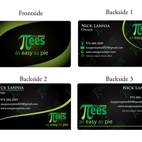 Business Card for Easy Peasy Tees Design by Shubhashish Dev