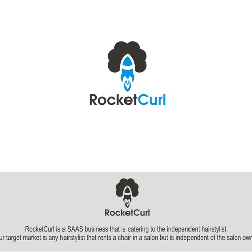 Create a capturing vintage Rocket logo for RocketCurl. Design by LAWETMAS