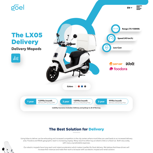 Diseño de Design brand new website for a long-term electric scooter rental start-up in Norway de -xxia-