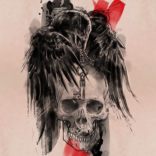 Gothic Raven tattoo Diseño de metatron studio