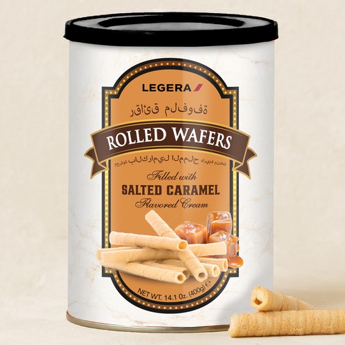 LEGERA Wafer Rolls Pack 125 gm - Salted Caramel Design by Davi Giolo ★