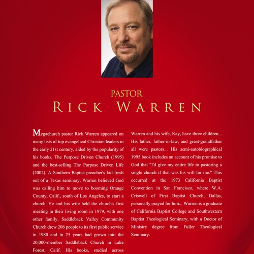 Design Rick Warren's New Book Cover Design by SoLoMAN
