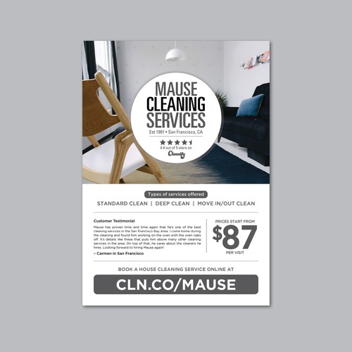 Design a flyer for house cleaning service, concurso Cartão postal, flyer ou  impresso