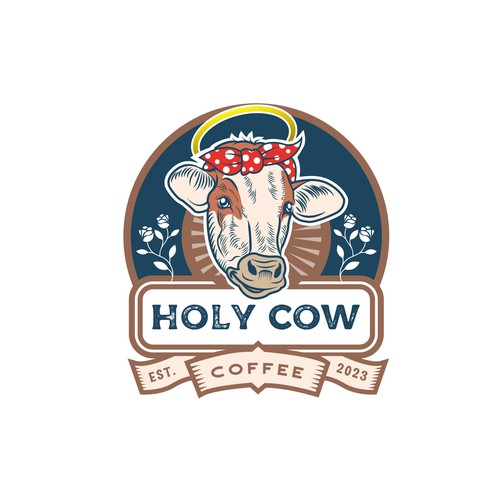 Design an Eye Catching Country Vibe Coffee Logo for "Holy Cow Coffee" Design by ifux