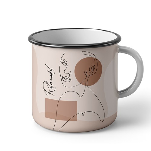 Quirky enamel mug illustration for concept stores - female empowerment Design por Beellustration