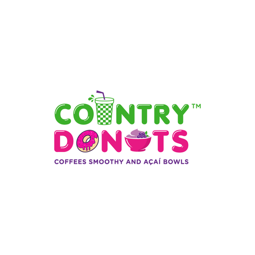 We need a modern exciting logo to encompasses our Name Country Donuts Coffee smoothy bowls Design réalisé par ropix