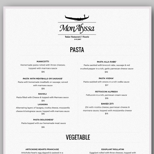 MonAlyssa Menu Design by Smarika Ahuja ❤