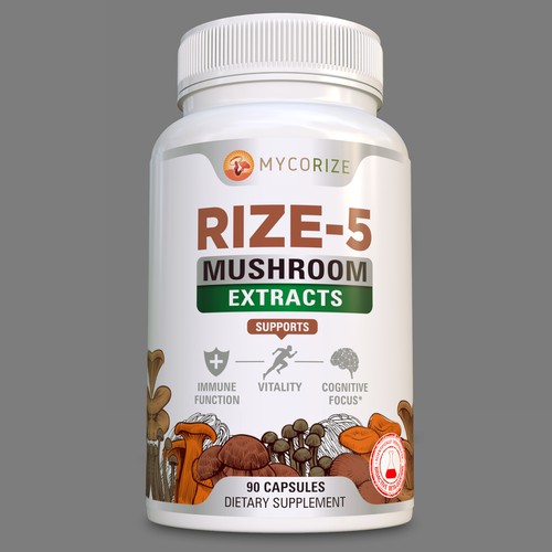 Diseño de Mushroom Supplement Label Needed! Clean & Modern with a creative flare! de Aalamvision