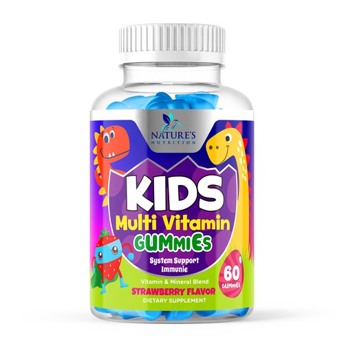 Tasty Kids Multivitamin Gummies Product Label for Nature's Nutrition Design by Designer_John