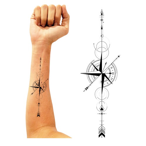 Design geometric arrow compass Tattoo Design by FIXWORX