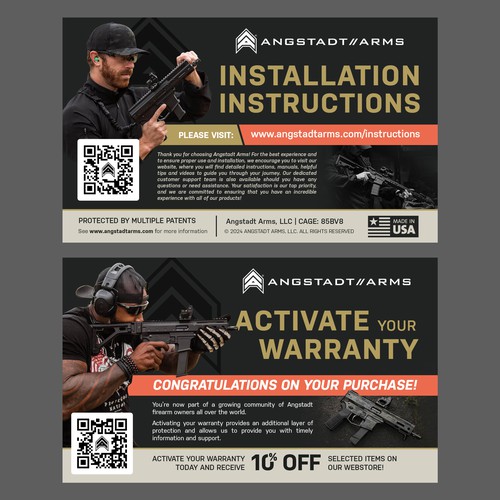 Warranty activation flyer for gun company (postcard) Design by Alphabet ♥