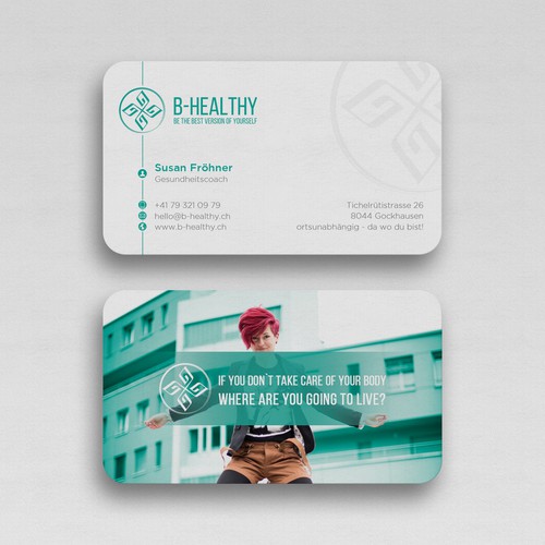 Create a businesscard for a healthy lifestyle that inspire people to go the same way Design by Upwork