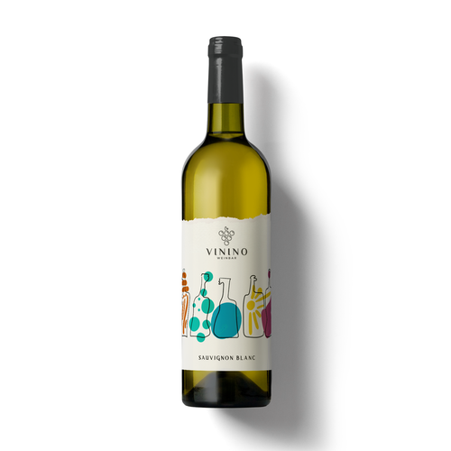Modern label design for a house wine in a wine bar called VININO Design by halesen