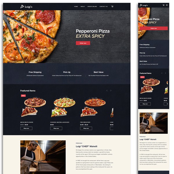 Design by Elysic Solutions titled "Ecommerce website for a pizza restaurant"