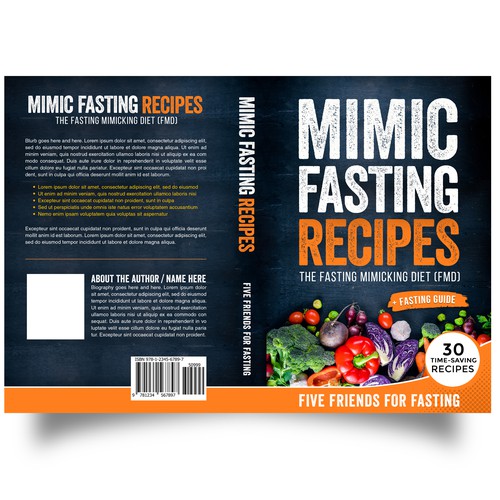 Design a fancy cover+basic layout for an e-book-based recipe book for the new fasting technique FMD Ontwerp door iDea Signs