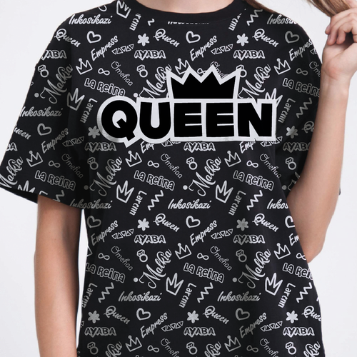 African Diaspora "QUEEN" Dialect T-Shirt Design Design by Volha_Petra
