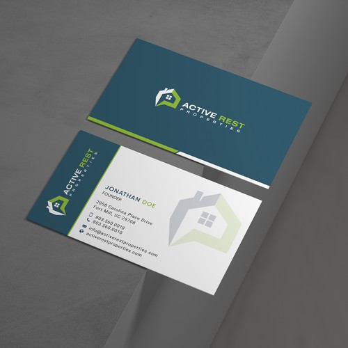 Modern Business Cards for Active Rest Properties Design by Saman Osama