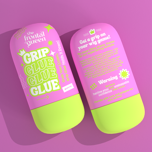 Design Wig Glue Product label  for a Viral Gen Z hair brand! Design by ilonaGi