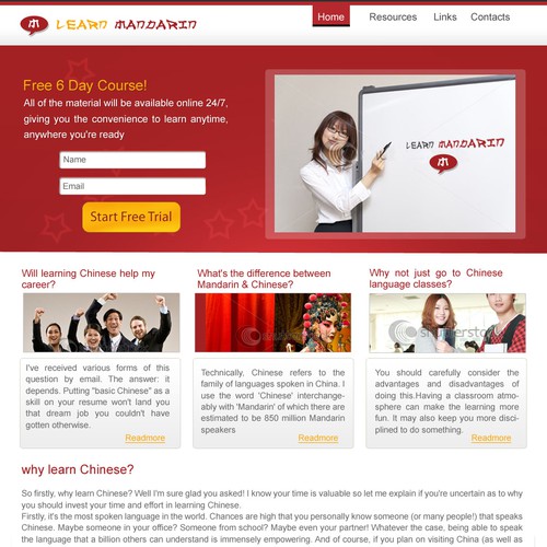 Create the next website design for Learn Mandarin Réalisé par dini design