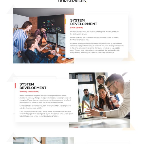 Please create a corporate page for my IT consulting and software development firm Design by the Sanatan