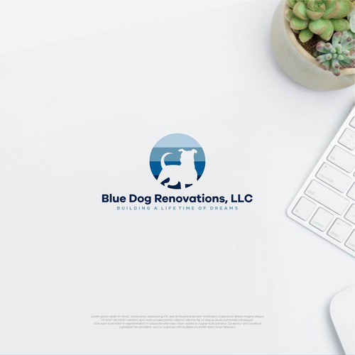 Design a company logo to reflect company name. A Blue Dog (Bulldog) With a hardhat, toolbelt w/cigar Design by Nokturnal.pro