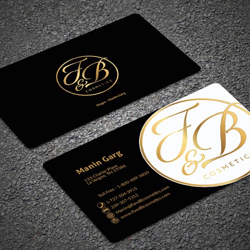 コンペ「Black & Metallic Gold Business Cards」のデザイン by Seerat Razzakiさん 