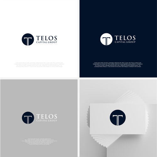 Professional, modern style logo with either "Telos" or "Telos Capital Group" written next to it roughly the same size Design by L A T O