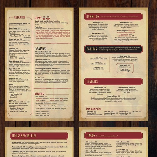 Design a New Menu for a Regional Mexican Restaurant Design by Moonlit Fox