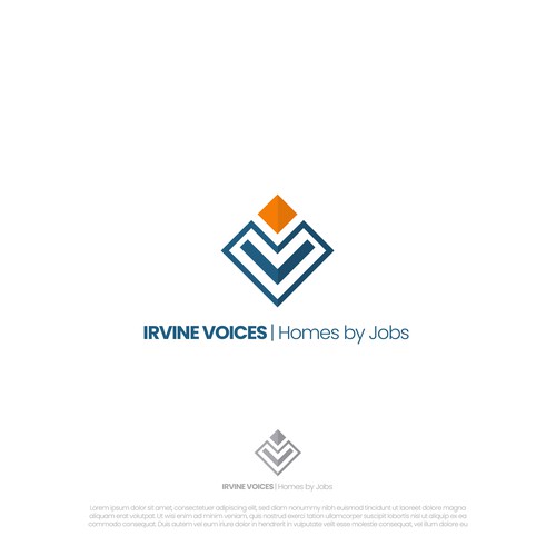 Irvine Voices - Homes for Jobs Logo Design by alxdryoga