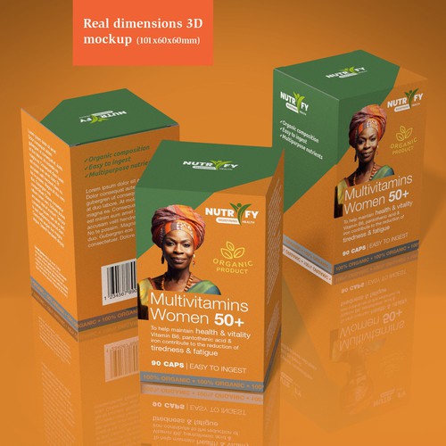 Design a premium packaging for Multivitamin for women 50+ brand for Nigerian Consumers Design réalisé par familydog