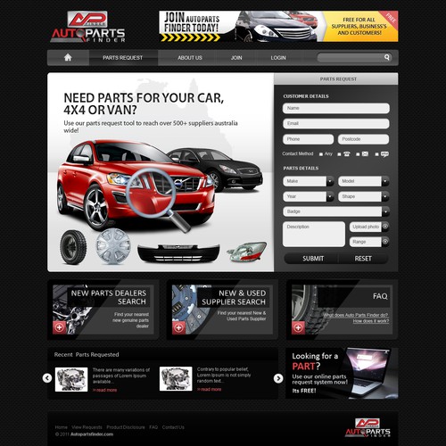 website design for parts finder | Web page design contest | 99designs