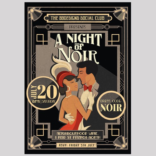 99social: 1920's/art deco style poster for our annual mid
