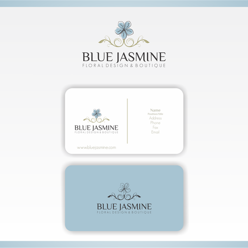 LOGO & BUSINESS CARD DESIGN FOR BLUE JASMINE LLC FLORAL DESIGN AND BOUTIQUE Design by Vesmar