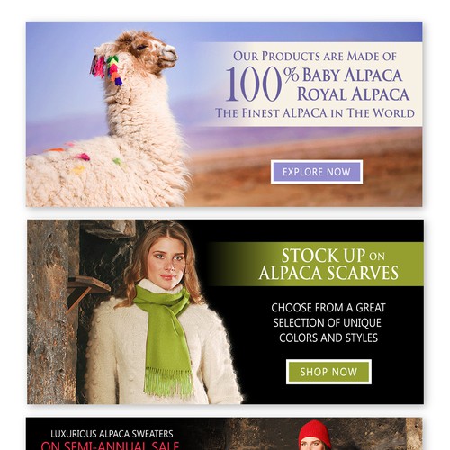 Design by anelinka67 titled "New flash banner wanted for Alpaca Boutique"
