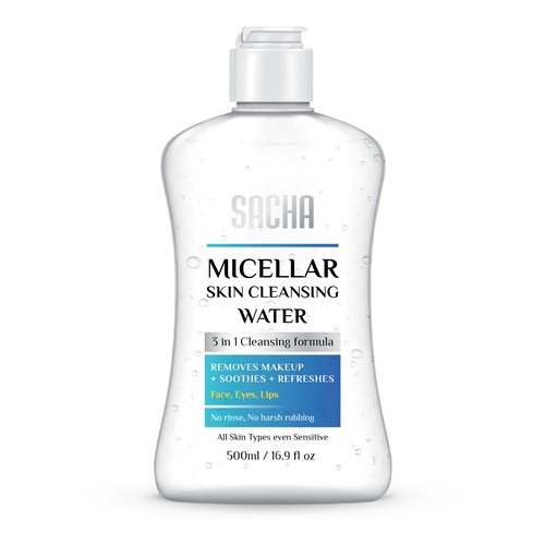 Sacha Micellar Water bottle 500ml Design by MMX