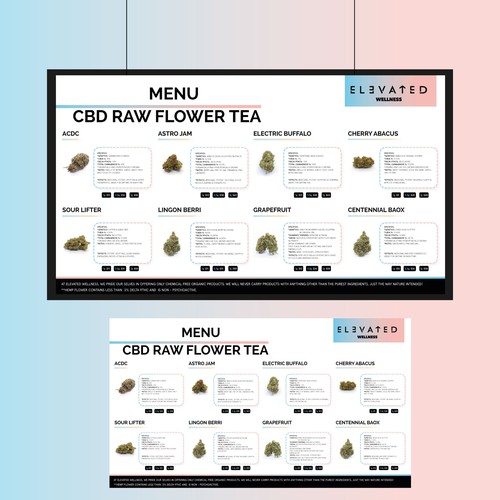 Flashy Cannabis Menu that highlights our Flower options Diseño de K.N.B.N Designs