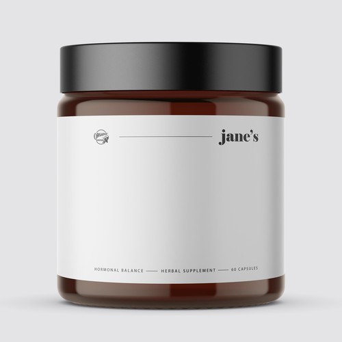 Minimal supplement label design Design by Lady Goga