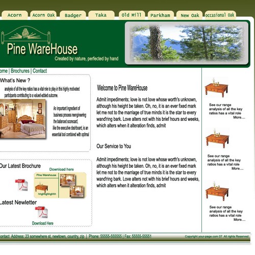 Design of website front page for a furniture website. Design por wilzencomp