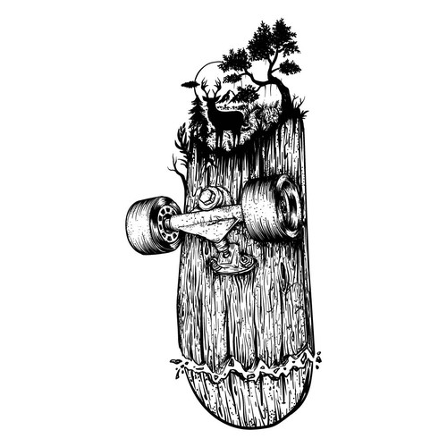 Skateboard Tattoo Design by Lani3M