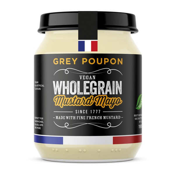 Design by JoGraphicDesign titled "Label design for Grey Poupon Vegan Mustard Mayo"
