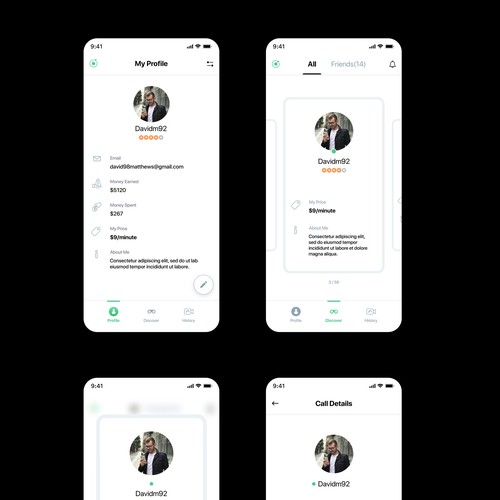 A fresh/modern/progressive styled video-calling app Design by Uzeir Mansuri