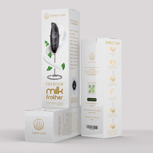 Electric Milk Frother Needs Fun Bold and Premium Design. Design by CUPEDIUM