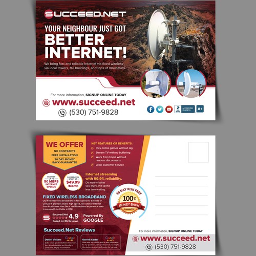 6x9 postcard advertisement for Fixed Wireless ISP Design by Create4Design